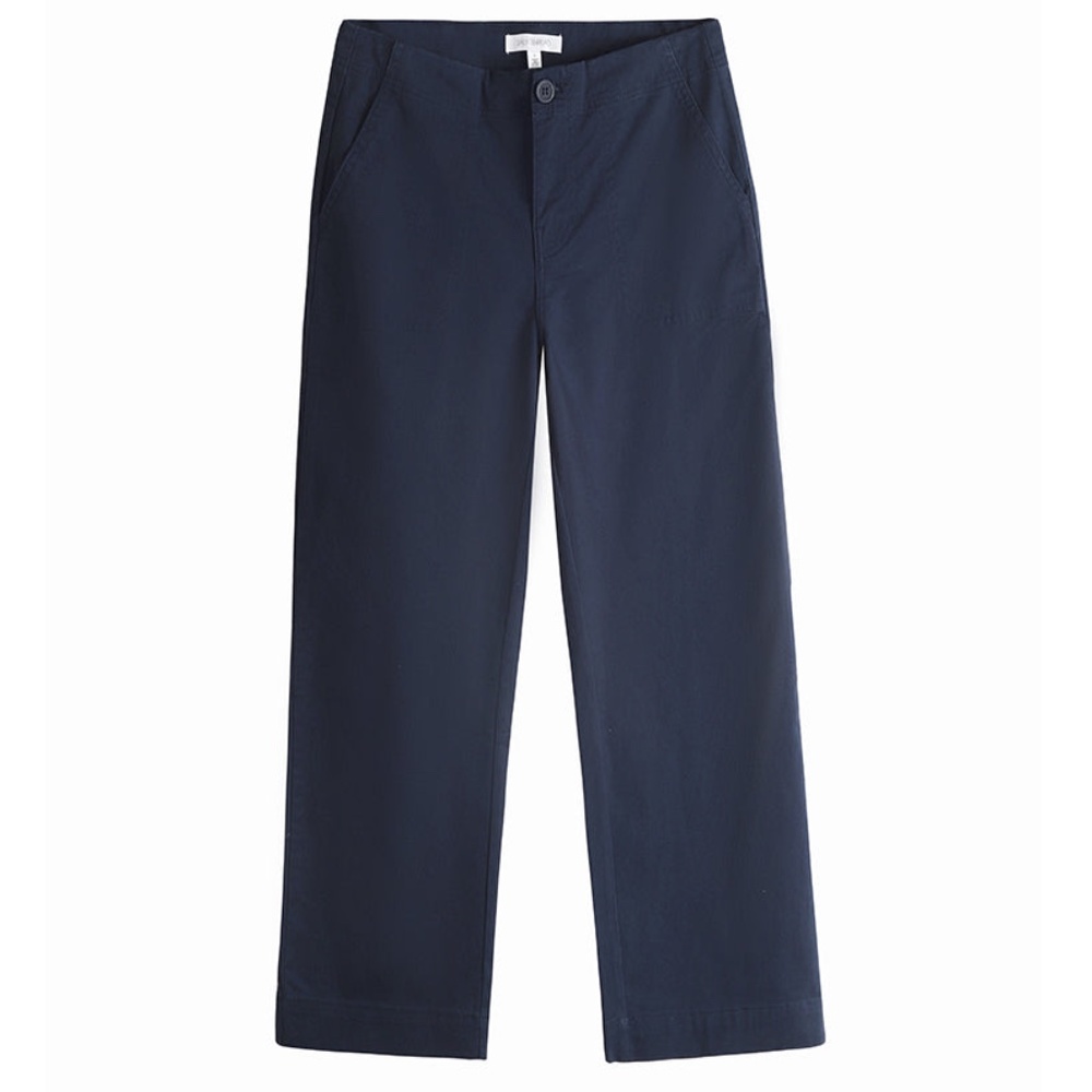 Daily Thread Navy Blue Twill Wide Leg Crop Pants